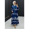 Viscose Fabric Loose Size Navy Blue Hijab Dress Ethnic Patterned