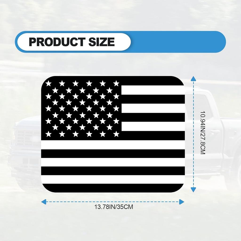 Back Sliding Window n US Flag Vinyl Decal, Auto Styling Compatible with Ford F150 F250 F350 2015 , Rear Middle Window n Flag Decal (Black Line)
