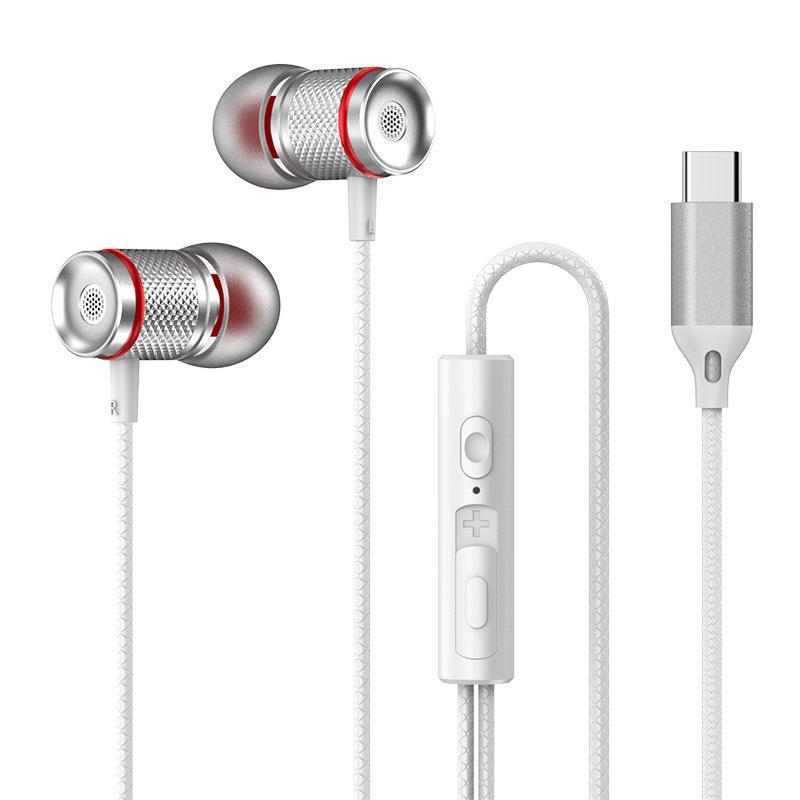 9D HIFI Heavy Bass In Ear Earphone 3.5MM AUX / Type-C Цифровые наушники Стерео Проводная гарнитура с микрофоном Наушники для Samsung Android