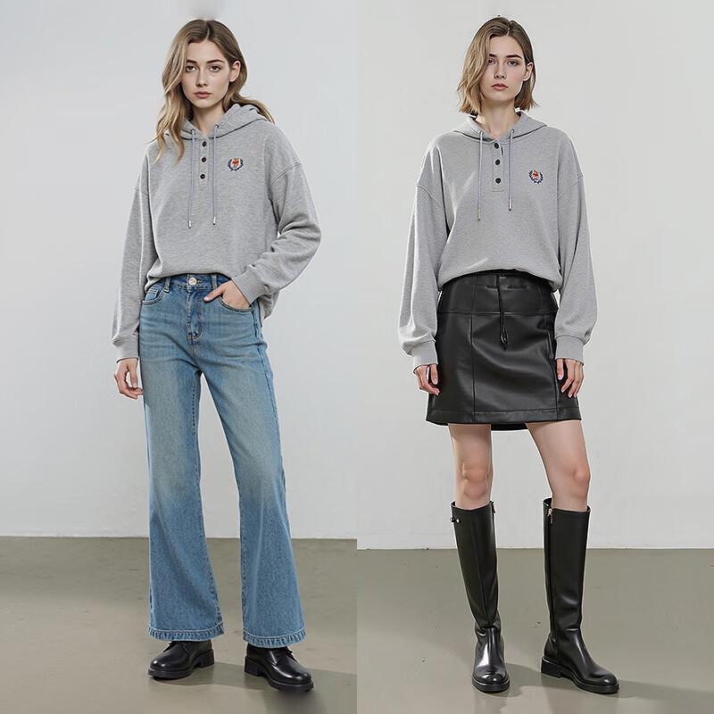 Chuyu Women's Embroidered Hooded Fleece Sweatshirt