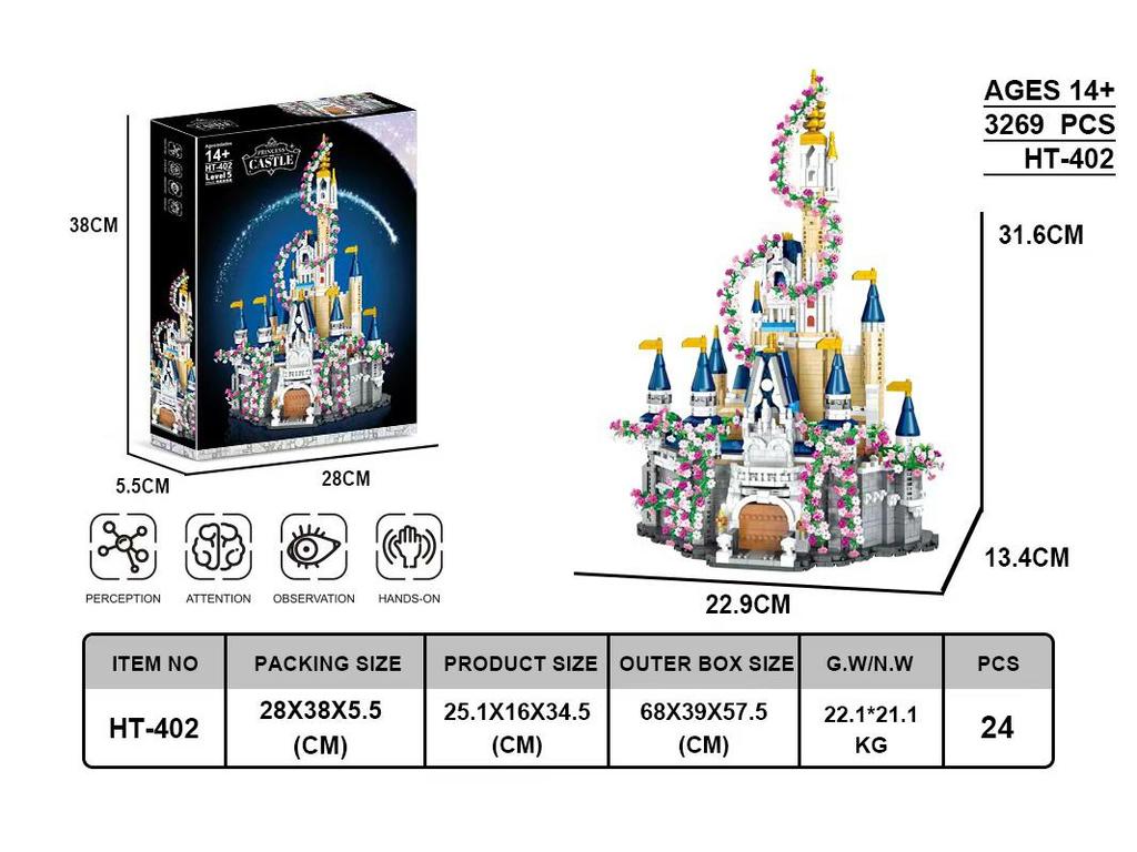 Princess Castle Lego-Compatible High-Difficulty Adult Model – Perfect Gift for Girlfriend