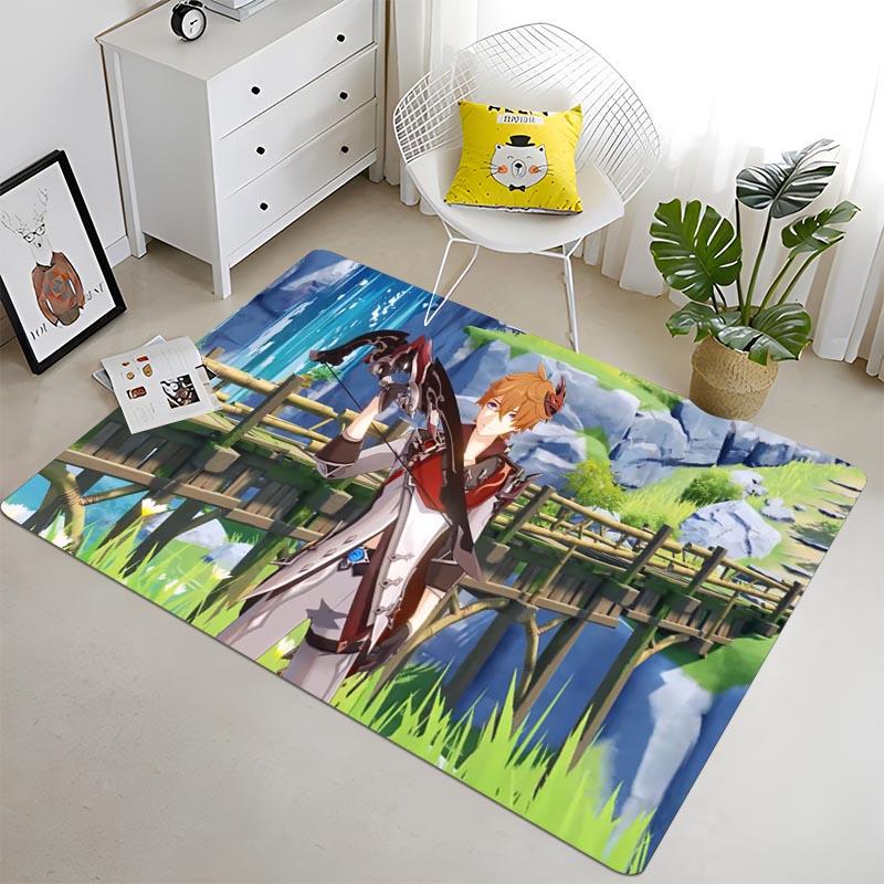 Аниме-игра Genshin Impact Area Rug Напольный коврик Ковер для спальни Детская игровая зона Ковер Ковер из пены с эффектом памяти Ковер в стиле аниме