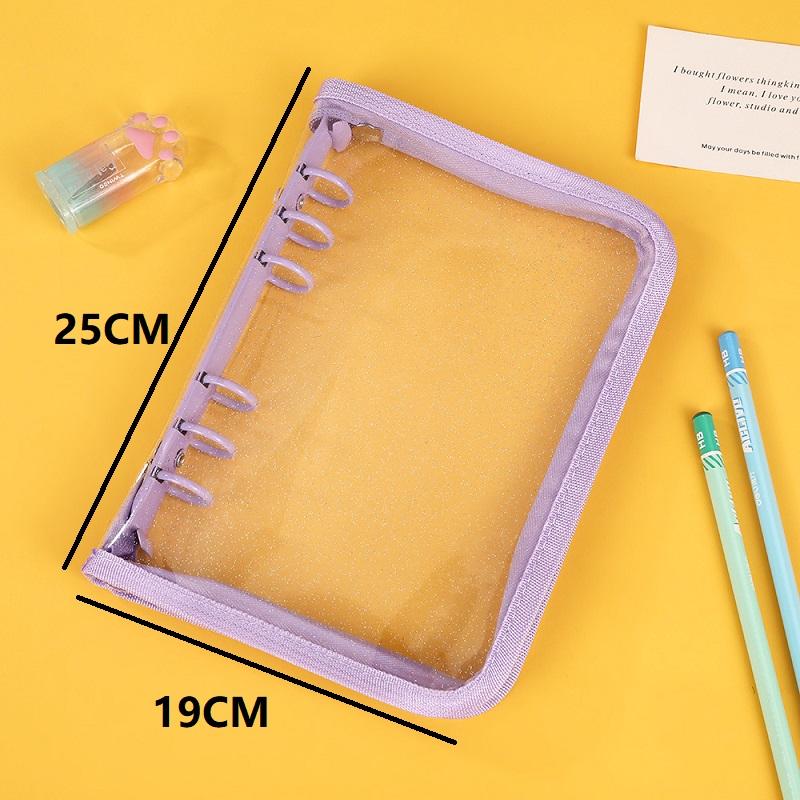 A5 Binder Cute Transparent Binder Notebook Filing Cabinet A5 Ring Pockets Leaf Filing Cabinet A5 Macaron Binder HYJ02