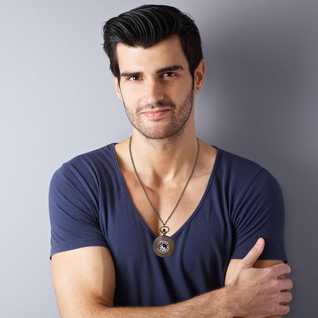 Карманные часы Тайцзи Багуа Инь Ян Антикварные часы-подвеска Аналоговый дисплей Водонепроницаемые карманные часы Китайский стиль Ожерелье свитер цепь бронза день рождения