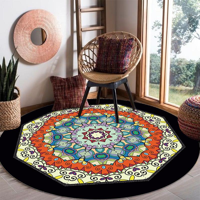 Круглый ковер, Кофейный столик в гостиной, Диван, Подвесная корзина, Кресло-качалка, Домашний ковер, Напольный коврик