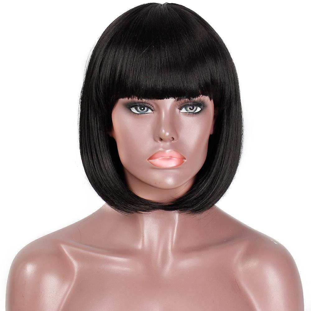 European and American short hair bob Bobo wig women's hair wigs chemical fiber high temperature silk wig cover