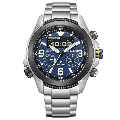 Часы Promaster Photovoltaic Waterproof LAND Series Navy Silver [Citizen] Eco-Drive Ana-Digi JV1006-51L Мужские