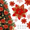 12Pcs Red Christmas Poinsettias Flowers Decoration Artificial Flowers for Christmas Tree Ornaments Suitable for Home Xmas Decorations