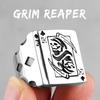 Grim Reaper Poker King Skull Stainless Steel Mens Rings Gothic Punk for Male Boyfriend Biker Jewelry Creativity Gift Wholesale 3