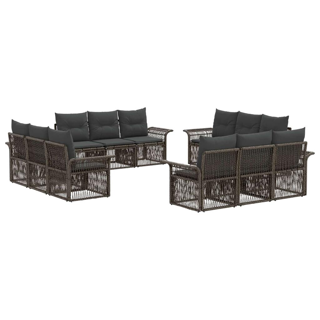 Garden Sofa Set 12 pcs Grey Poly Rattan