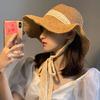 Новая соломенная шляпа с кружевным ремешком для девочки, летняя, маленькая, свежая, милая фея, соломенная шляпа-ведро, оттенок