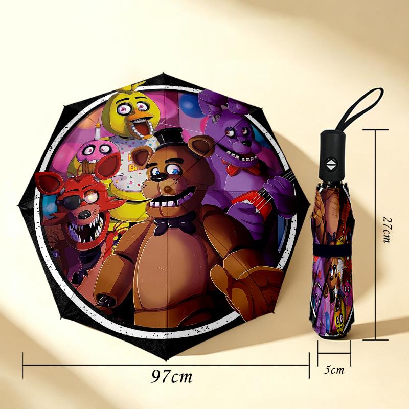 Fnaf Circus 8 Ribs 3Fold Black Glue Uv Protection Umbrella Sun Protection Rainproof Compact Folding Umbrella For Travel Daily Use C924759
