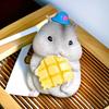 2 Pcs Hamster Figurine Resin Hamster Eating Cheese Statue Cartoon Animal Ornament for Home Office Desk Car Dashboard Decoration