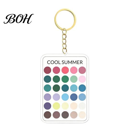 Makeup Color Guide 2Pcs Palette Keychain Pendant, Clear Acrylic Season Analysis Swatches Wardrobe Matcher Keychain, Card, Gifts for Fashion