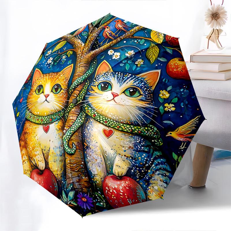 1pc Auto-Folding Umbrella with 3-Fold Design, 8-Bone Iron Frame, Perfect for Festivals, Travel, Daily Use, and Gifts!B052