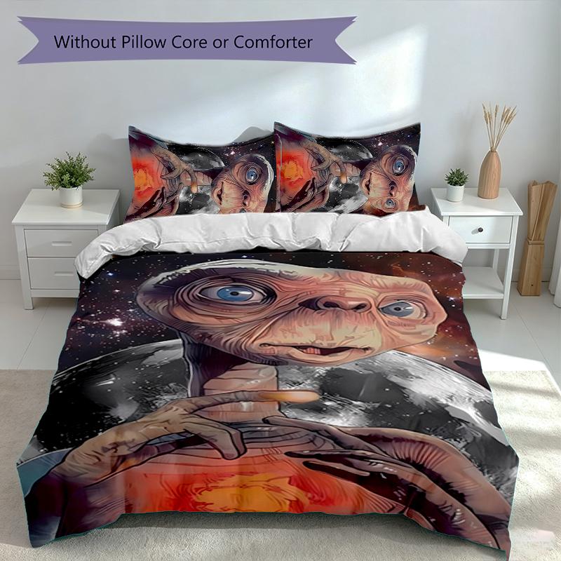 3pcs E.T. the Extra-Terrestrial Duvet Cover Set, Includes 1 Duvet Cover and 2 Pillowcases,Skin-Friendly&Comfortable Fabric,Suitable Bedding Sets