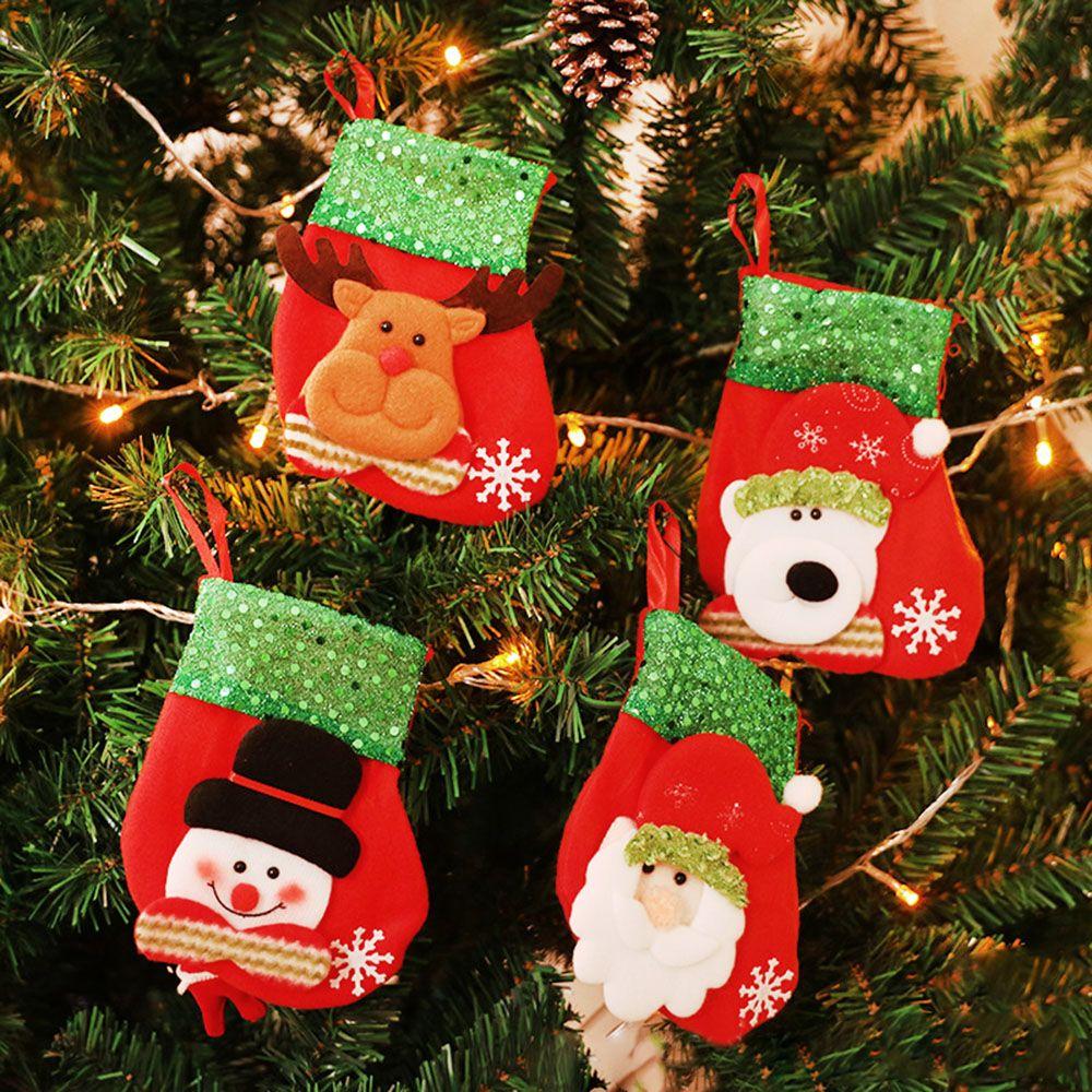 Lovely Hanging Socks New Year Decoration Candy Bag Christmas Ornament Xmas Tree Decor Stockings