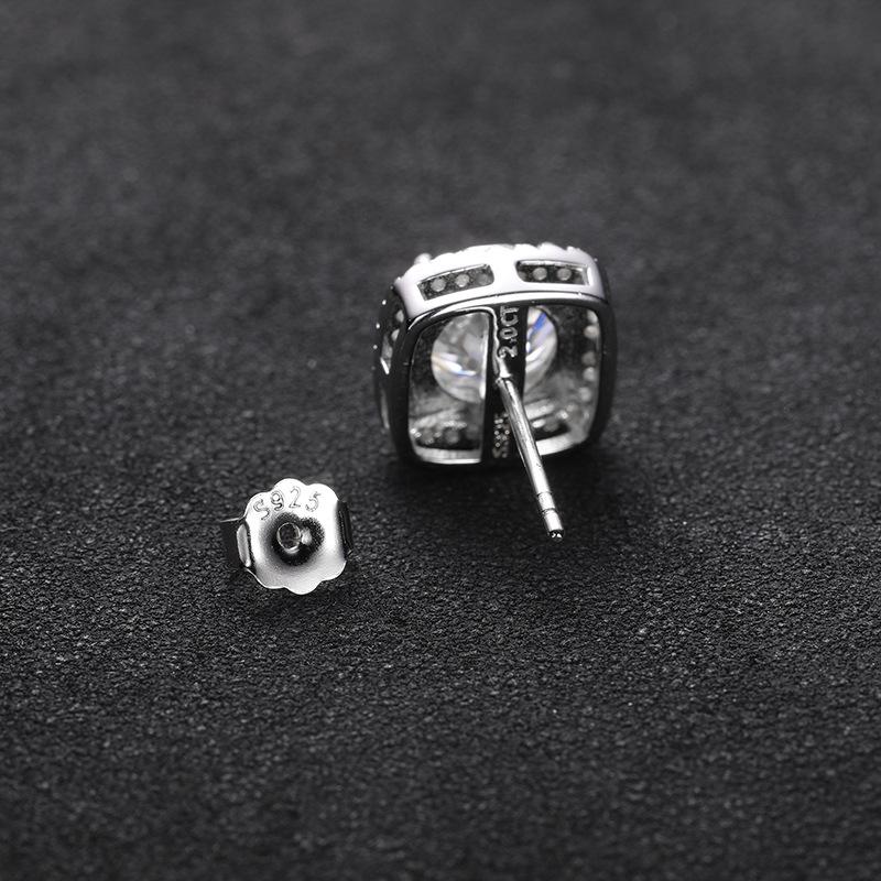 Серьги-гвоздики из стерлингового серебра S925 с муассанитом, квадратные - от 50 карат до 2 карат, дизайн в стиле легкой роскоши, высокого класса
