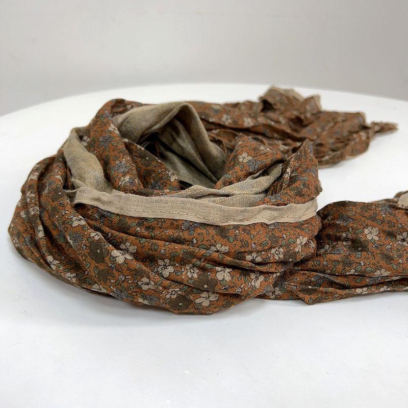 Корейский Хлопковый Ретро Шарф Весна И Осень Новый Цветочный Шарф Модный Женский Тонкий Дышащий Платок