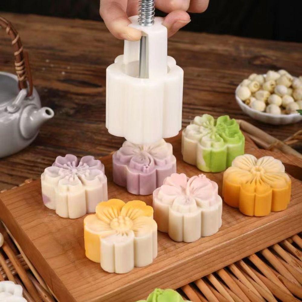 3D Mooncake Mold Flower-shaped Pastry Making Tools Cookie Stamp Mould Kitchen DIY