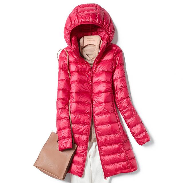 Botvotee Long Winter Down Jacket Women  New Fashion Vintage Long Sleeve Hooded Parkas Chic Casual Slim Solid Zippers Coat