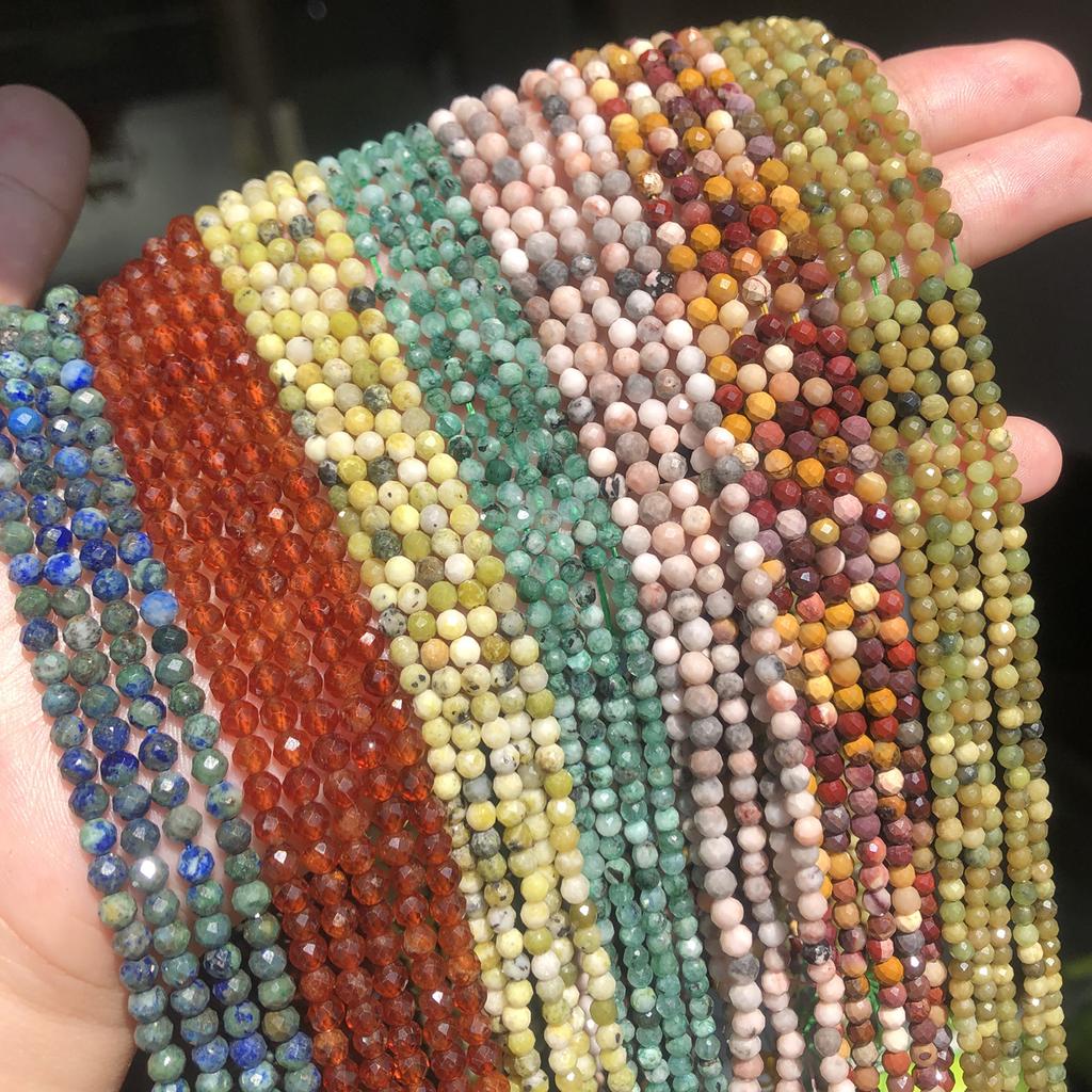 Маленькие натуральные красные рубиновые бусины круглые 2 3 4 мм граненые каменные бусины для изготовления ювелирных изделий ожерелье браслет аксессуары своими руками