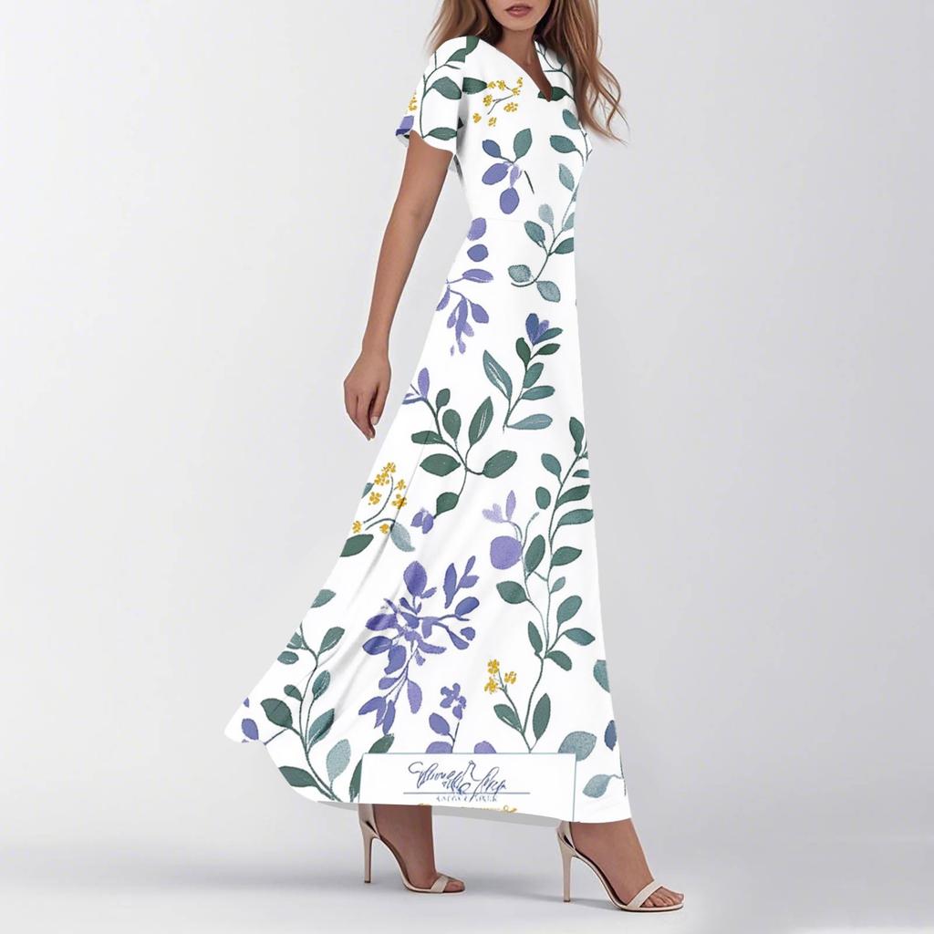 Женское летнее повседневное модное ретро-платье с цветочным принтом и коротким рукавом