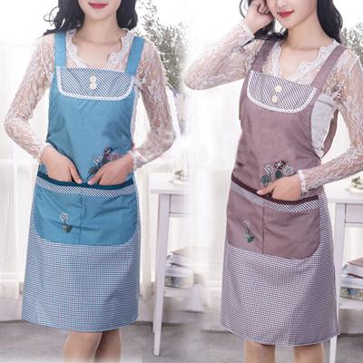 1PCДвойной карманный маслостойкий кухонный фартук для женщин с рисунком без рукавов для уборки