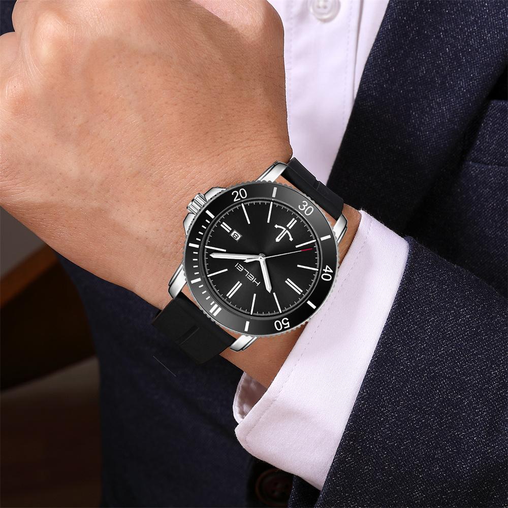 HELEI Sport Men Watch Top Brand Luxury Military Army Waterproof Male Clock Quartz Business Original Silicone Wristwatch 9002AJ