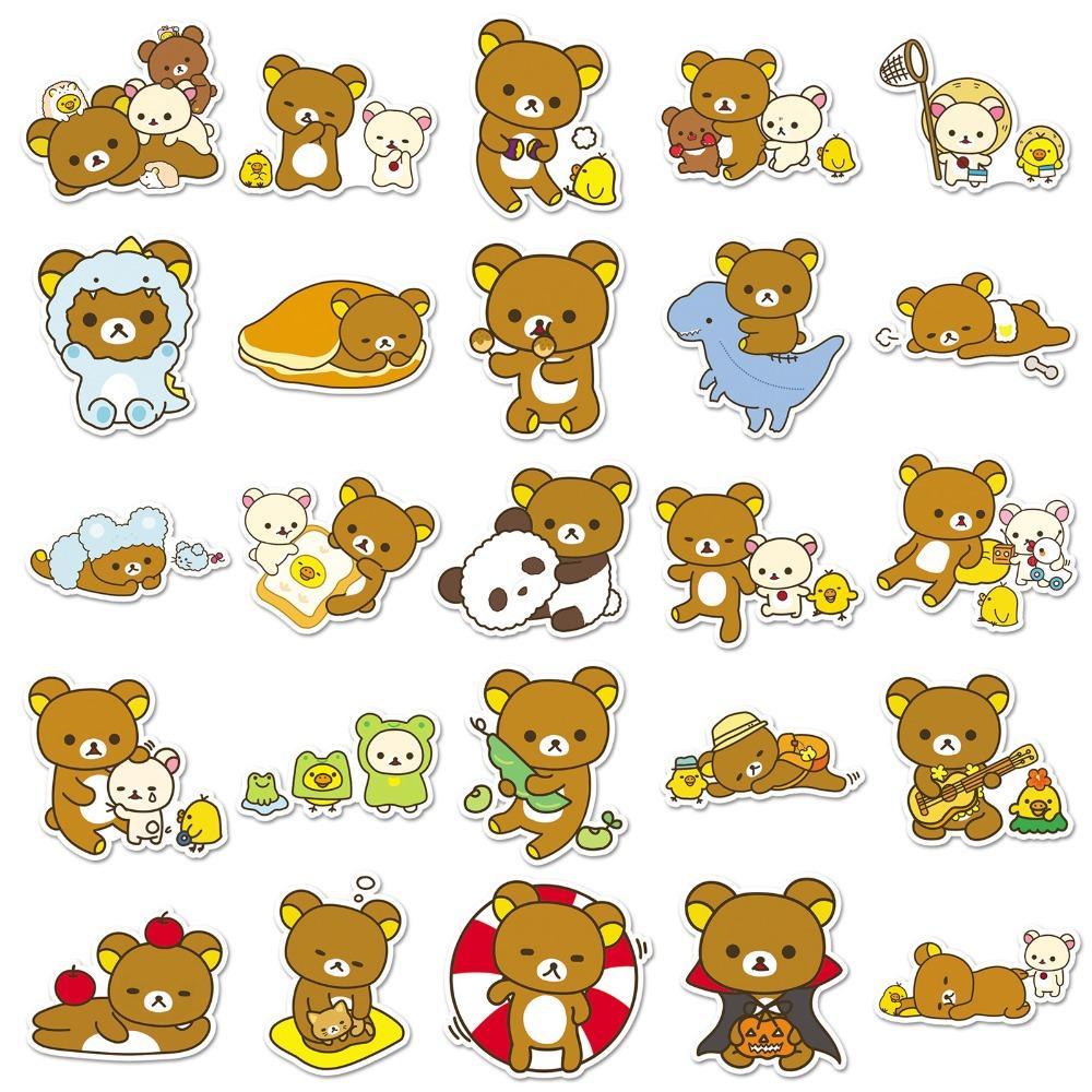 50pcs Cute Rilakkuma Cartoon Graffiti Stickers Suitcase Stationery Laptop Computer Guitar Cell Phone DIY Decorate Decals