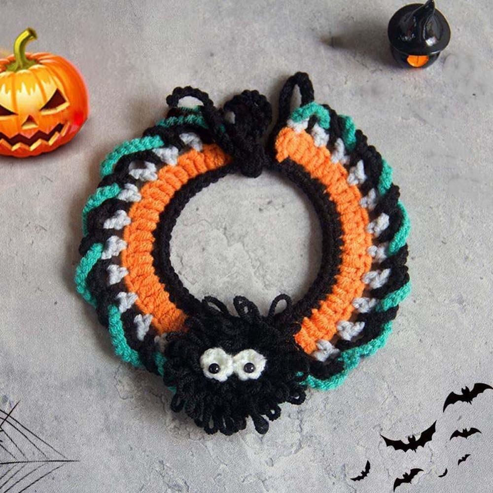 Clothes Halloween Cat Headgear Pumpkin Cat Woven Hat Bib Halloween Pets Costumes  Pet Accessories