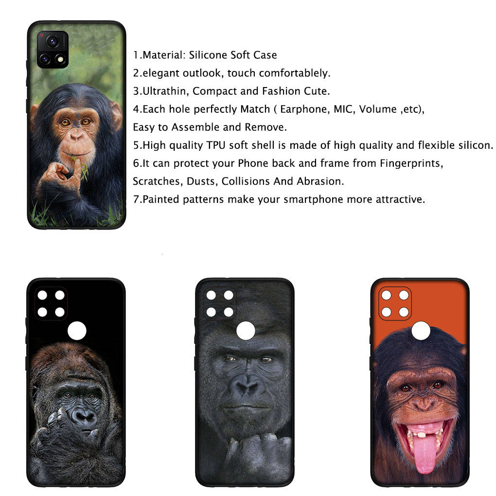 Чехол для iPhone 16 15 Xiaomi Redmi Note 14 13 12 11 Pro Max X 8 9 16e Samsung Galaxy S25 S24 S23 Moto OPPO Huawei Обезьяна Горилла Человек Обезьяна Детский Чехол для Телефона