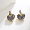 European & American Retro Heart-shaped Zircon Love Earrings - Colorful Dangle Ear Cuffs for Women
