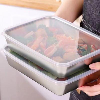 Ланч-бокс из нержавеющей стали для хранения свежих продуктов, квадратный, маленький, для переупаковки продуктов, миска для мытья посуды, коробка для пикника на открытом воздухе