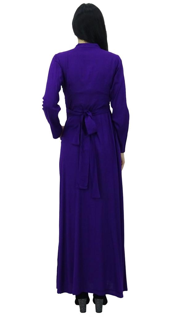 Bimba Женское платье-джильбаб с воротником-стойкой и карманами, длинный рукав