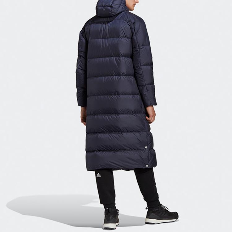 Adidas Long Hooded Down Jacket With Windproof And Thermal Protection Men Outerwear Blue GE9994