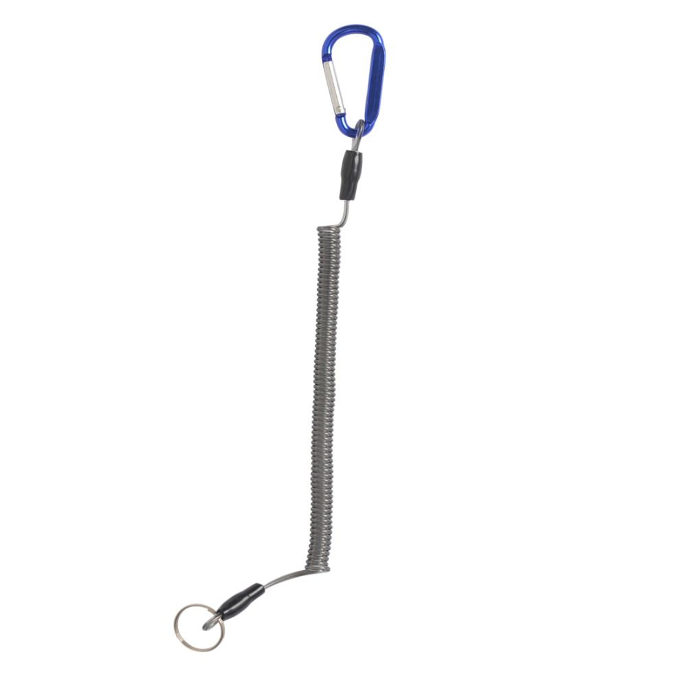 Outdoor Elastic Climbing Steel Wire Anti-lost Spring Rope Carabiner Lanyard Fishing String
