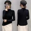 Женская зимняя водолазка в корейском стиле с высоким воротом и ромбовидной инкрустацией, трикотажный топ