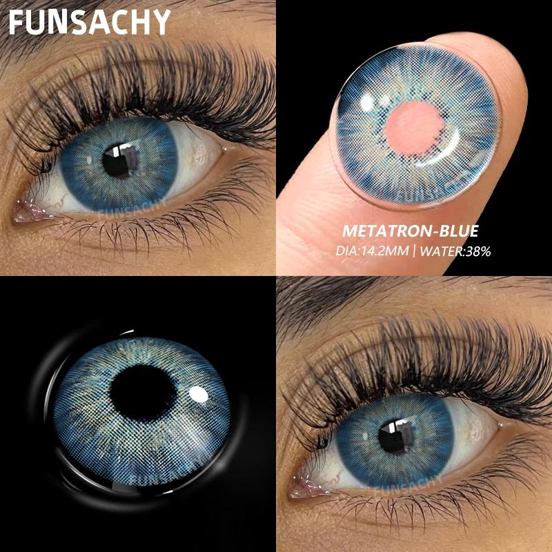 FUNSACHY 1pair Colorcon Colored Contact Lenses for Eyes Fashion Beauty Pupils Blue Lens Natural Cosmetic Makeup Lenses Yearly
