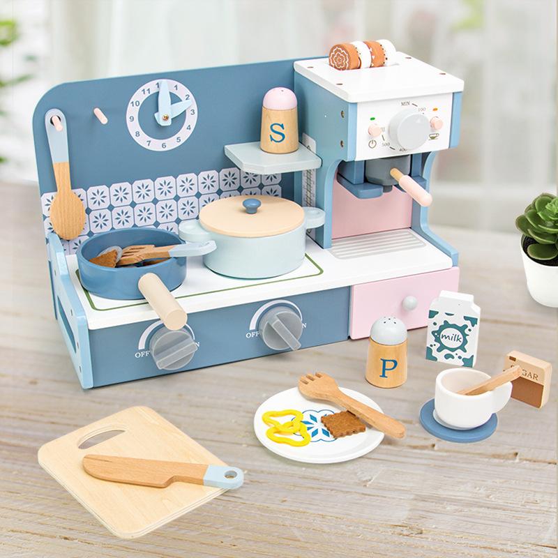 Wooden children's early education play house multi-functional stove kitchen game role-playing parent-child interactive educational toy