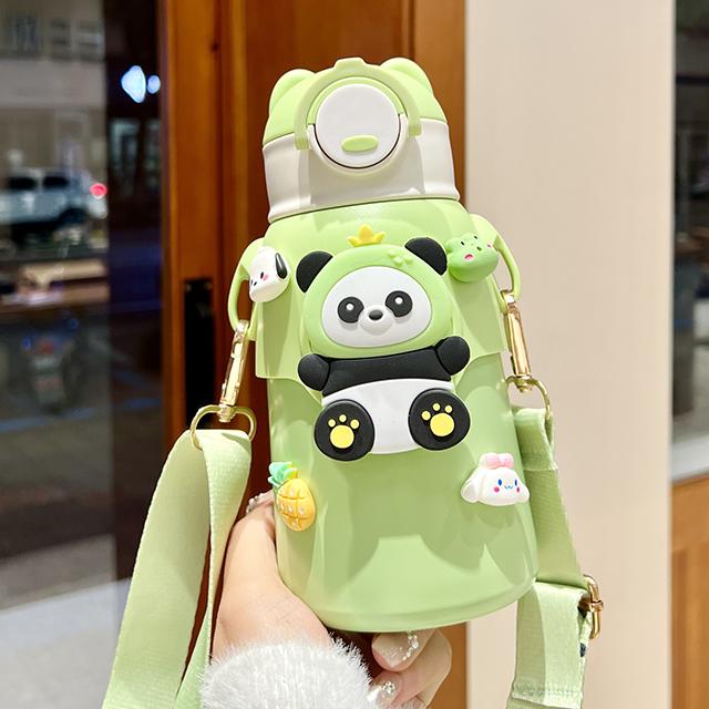 Милый мультфильм, детский термос из нержавеющей стали 316, бутылка для воды с соломинкой, термоизолированная чашка для студентов детского сада для мальчиков и девочек