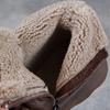 Johnature Retro Genuine Leather Plush Warm Women's Short Boots Soft Soled Round Toe Versatile Cotton Shoes