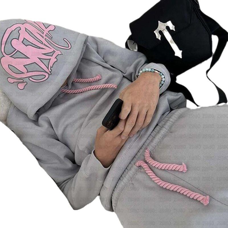 Womens Y2K Hip Hop Loose Hoodie Set Streetwear Winter Fashion
