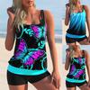 Women's Swimsuit Bikini Tank Top Two-piece Set of Purple Fluttering Butterfly Print Sexy Holiday Beach Outfit S-6XL