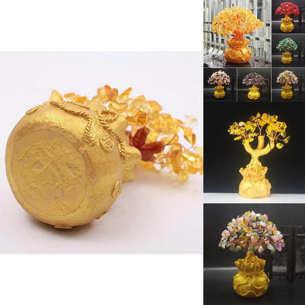 Элегантное Денежное Дерево Фэн-шуй с Желтым Цитрином и Кристаллом Аметиста