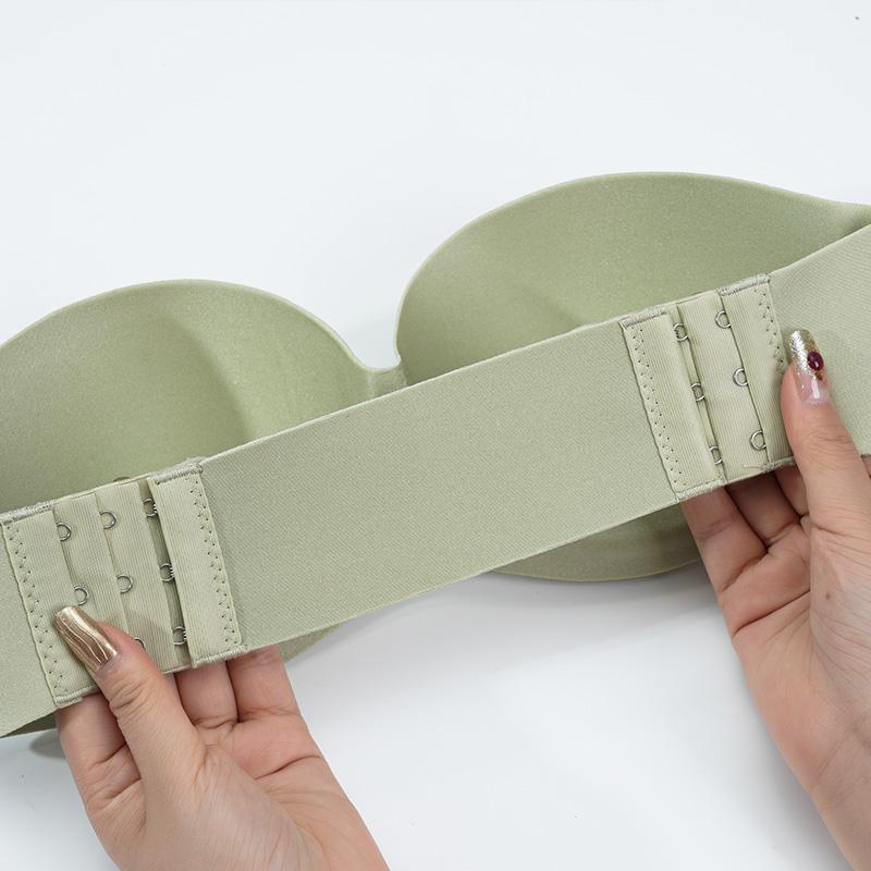 Women's Strapless Invisible Bra Replaceable Sheer Buckle Braletter Push Up Half Cup Tank Top Sexy Underwear