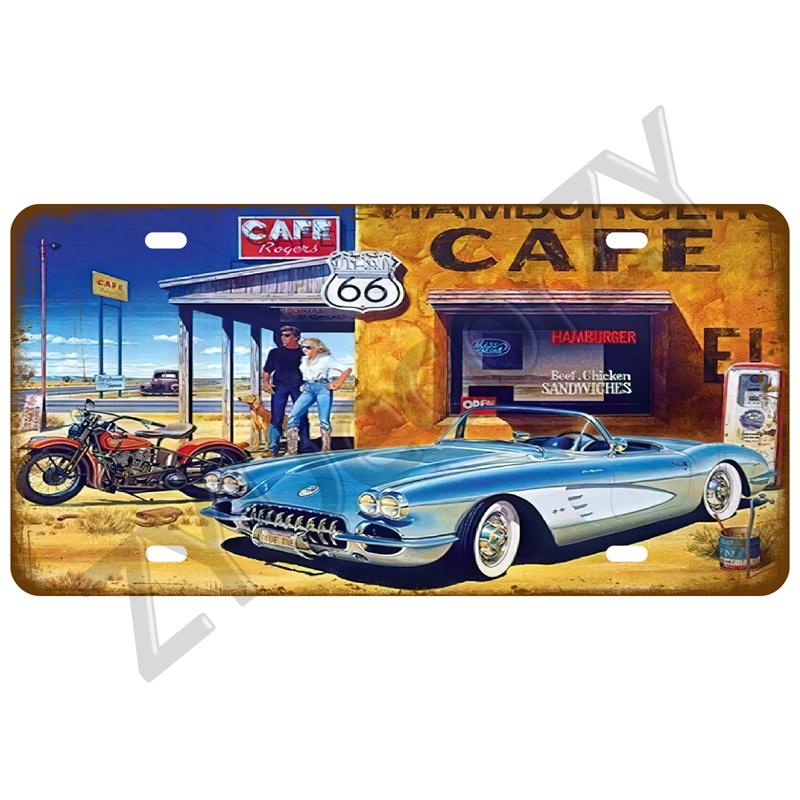 Route 66 House Metal Sign Plaque Metal Poster Tin Sign Tinplates Plate Wall Posters Vintage Retro Room Decor Wall Art Decoration