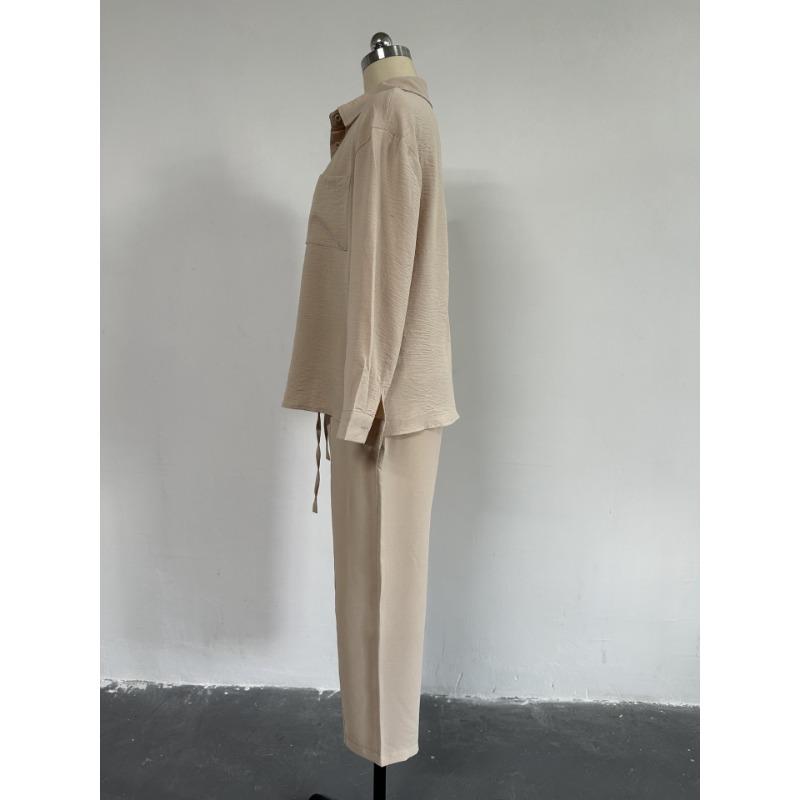 Женская весенняя повседневная свободная рубашка больших размеров, укороченные брюки, брюки «Арлекин», комплект из двух предметов