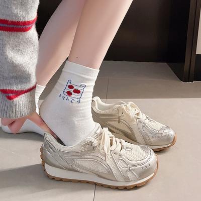 Белые ретро-кроссовки Hundred Matching с толстой подошвой Agan, женские летние легкие повседневные туфли Pops