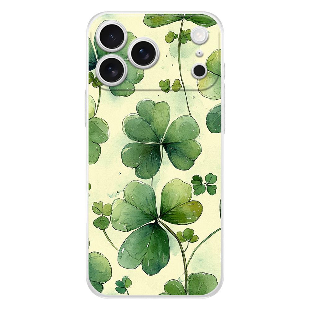 Мягкий прозрачный чехол из ТПУ для телефона iPhone 17 Air 16E 16 11 15 14 Pro MAX 12 13 7 8 Plus SE Пасхальный чехол Защита Милая Счастливая Трава